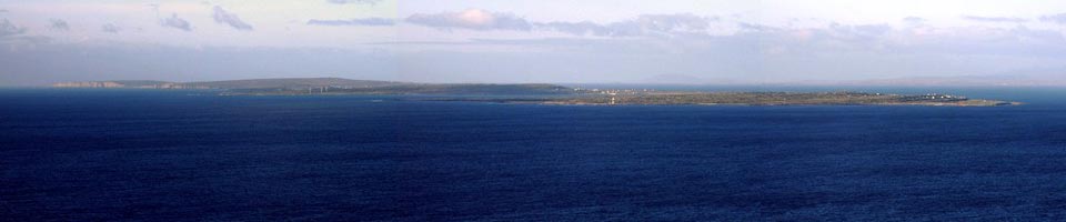 View of the Aran Islands from Harbour View Bed and Breakfast Doolin. Travel there be ferry from Doolin.
